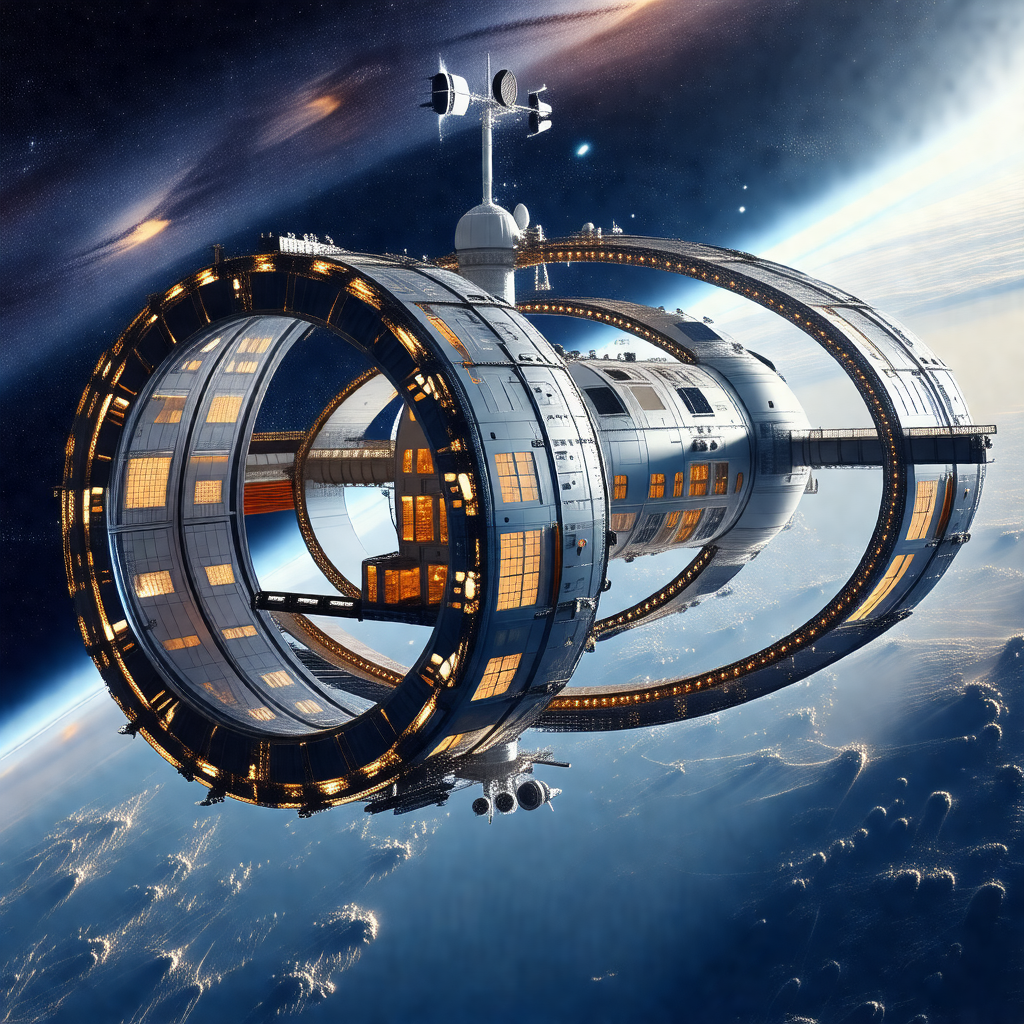 Large, futuristic spacecraft with a circular design