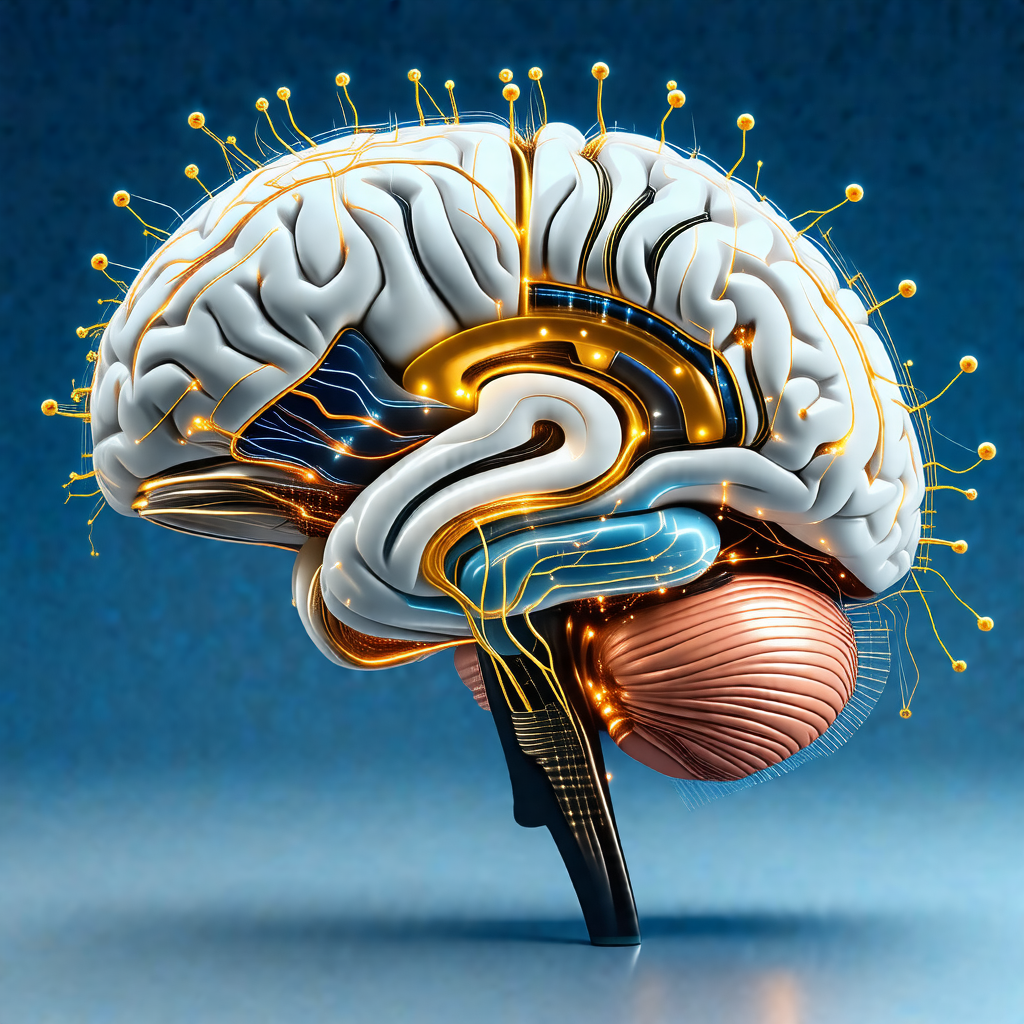 Close-up of a human brain, with a focus on the frontal lobe