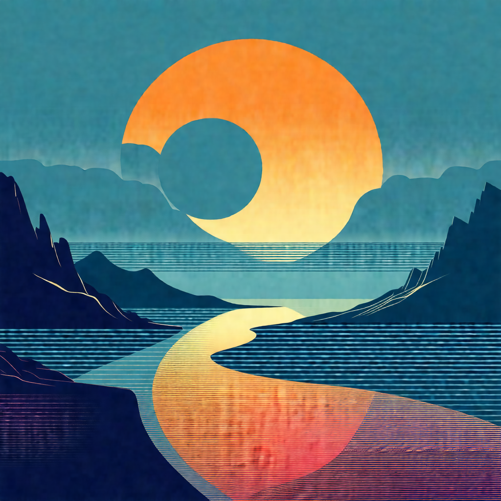 Beautiful sunset over a body of water, possibly an ocean