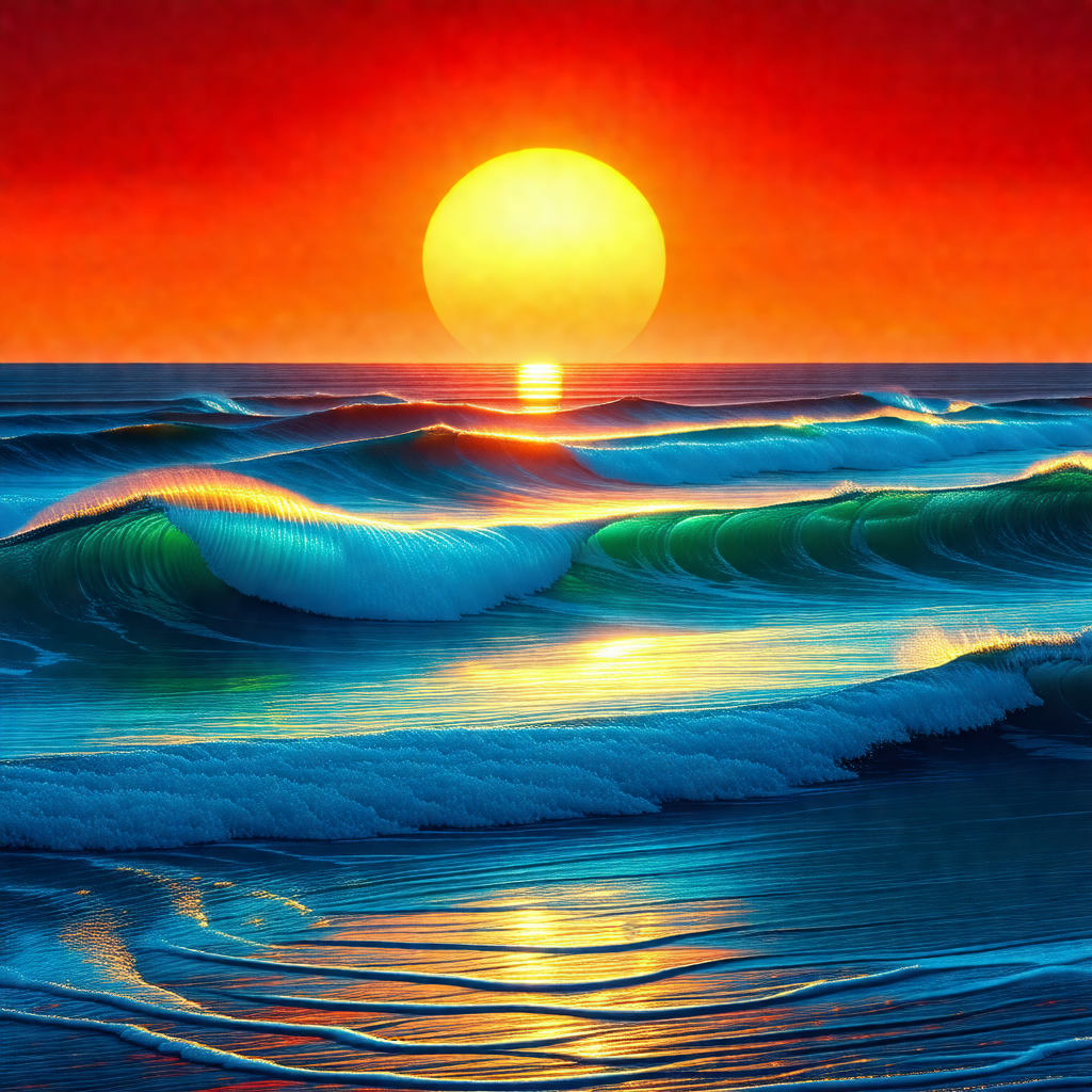 Beautiful sunset over the ocean, with the sun setting beh...