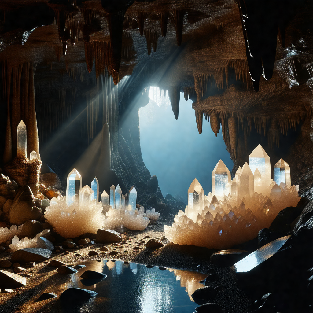 Cave with a river flowing through it