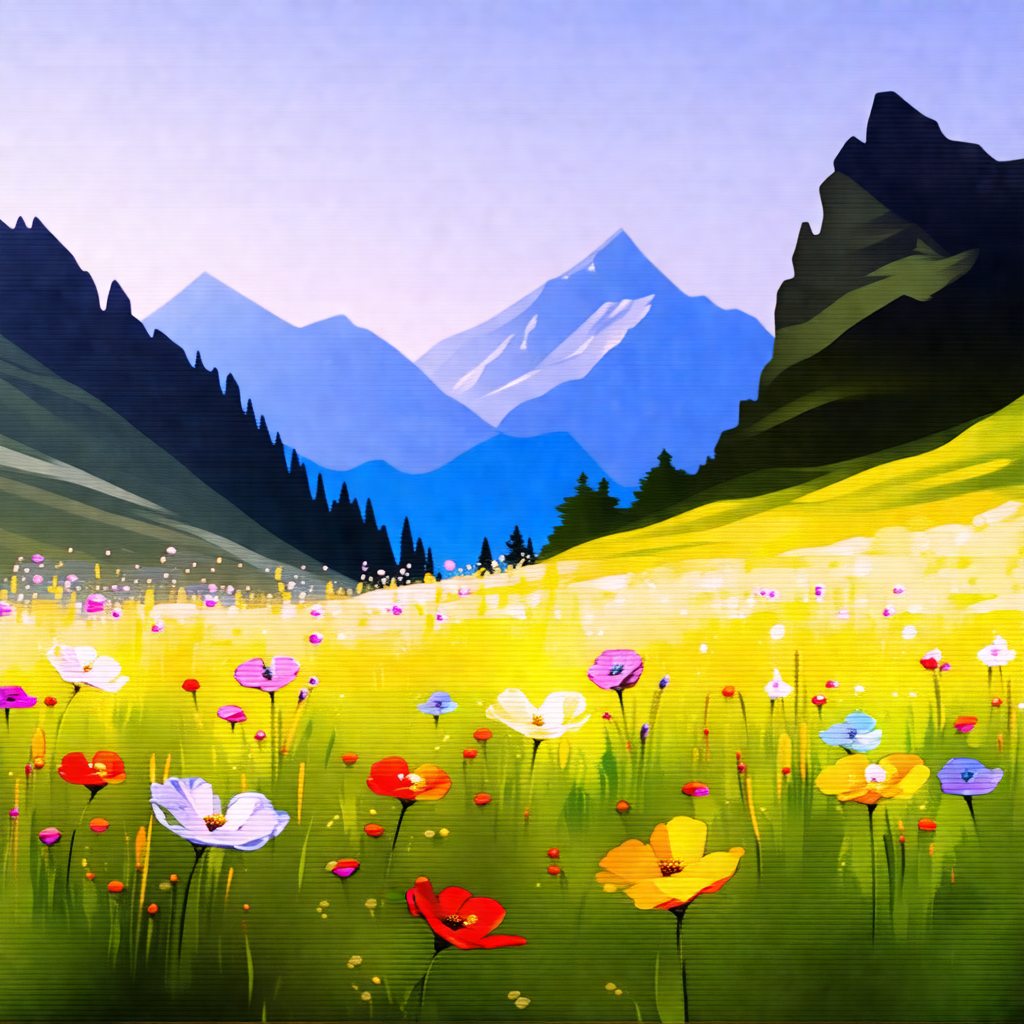 Beautiful, colorful field filled with a variety of flowers