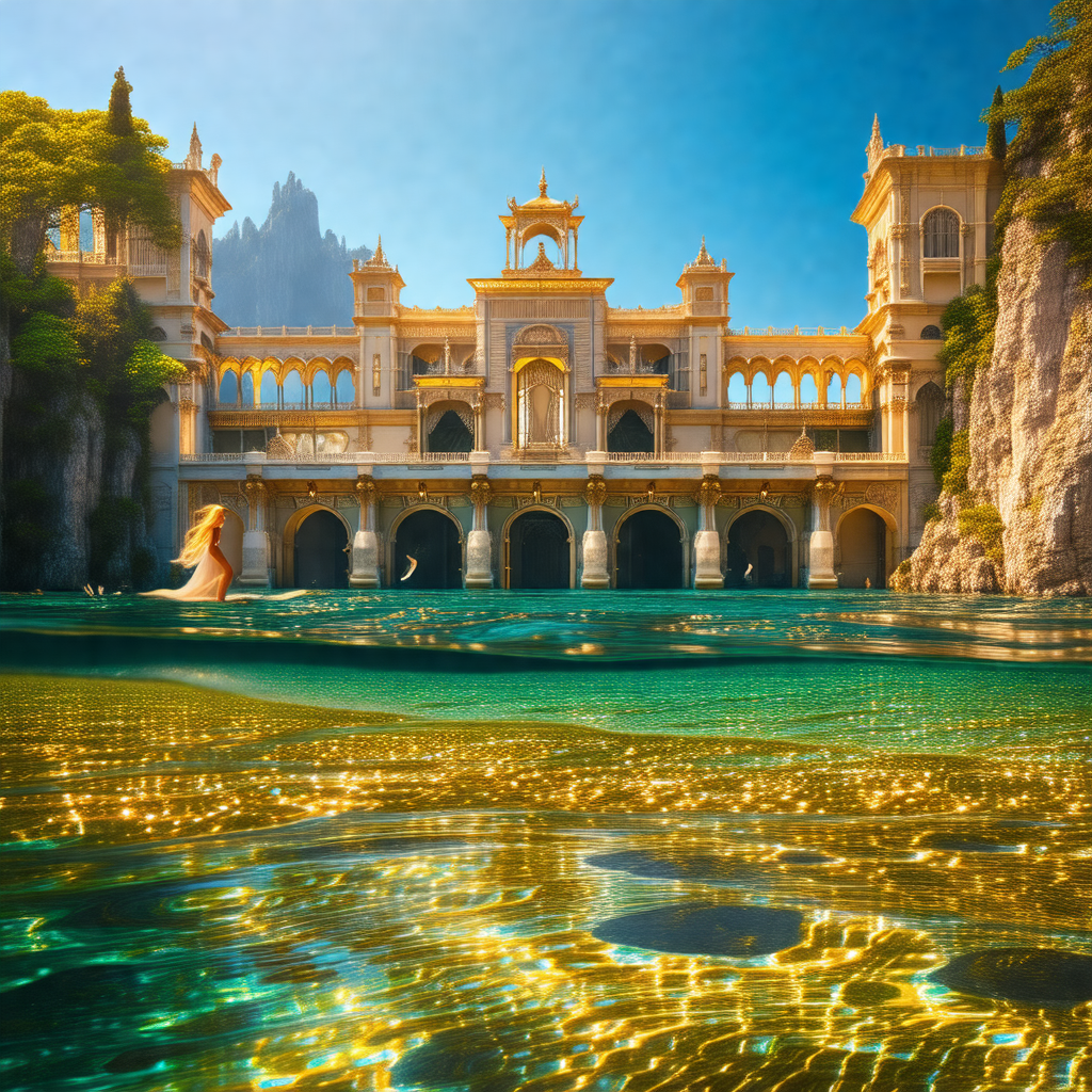 Beautiful palace situated on a hillside, overlooking a la...