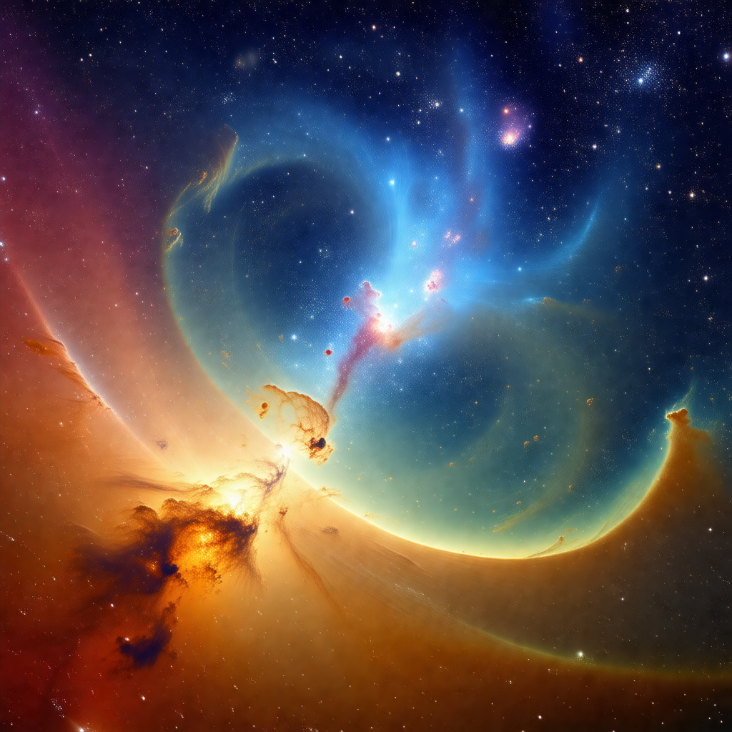 Beautiful and colorful nebula, which is a cloud of gas an...