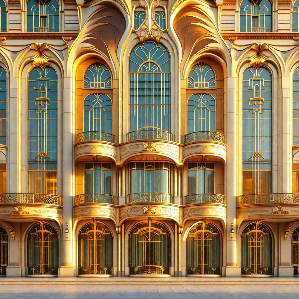 Large, ornate building with a gold and brown color scheme