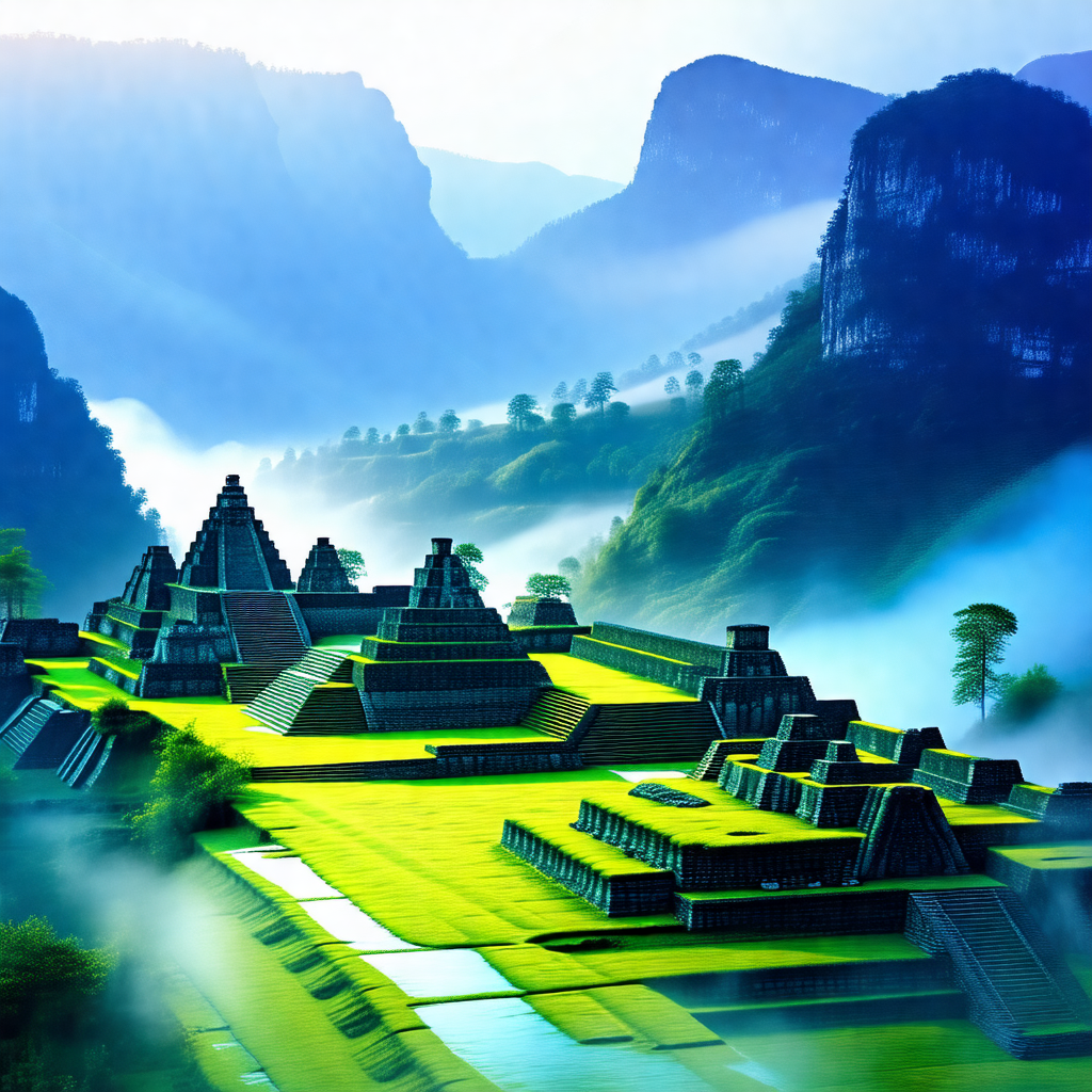 Computer-generated (cgi) depiction of an ancient city, po...