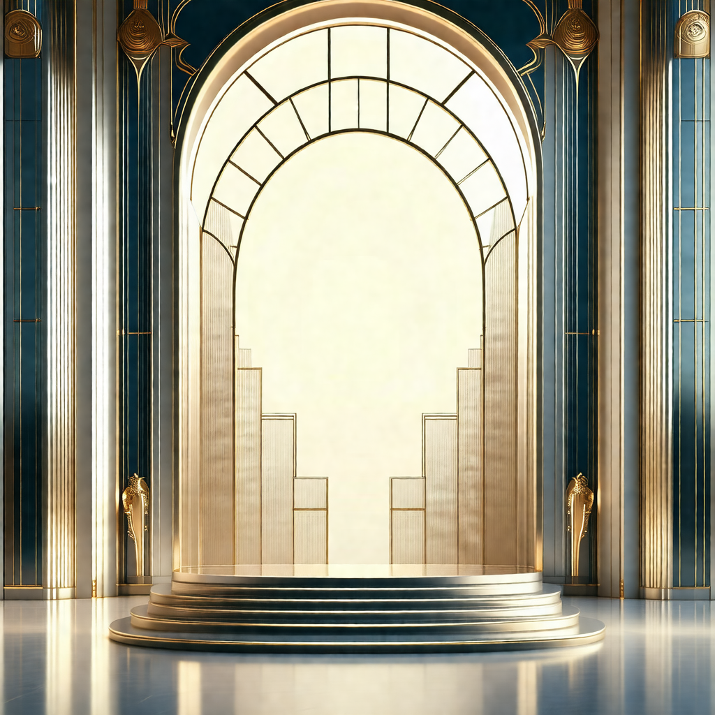 Grand entrance to a building, with a large archway and a ...