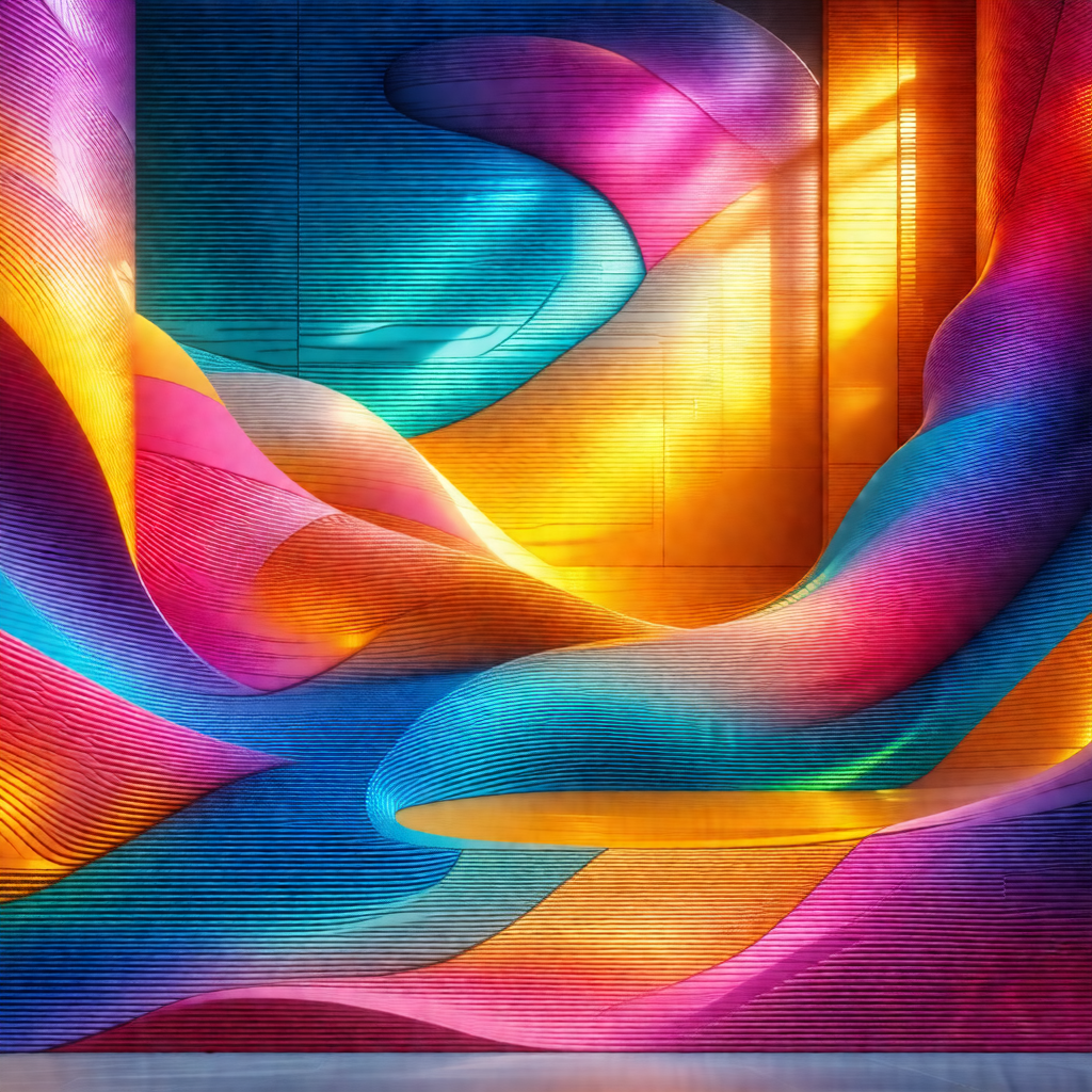 Large, colorful sculpture that resembles a swirling, flow...