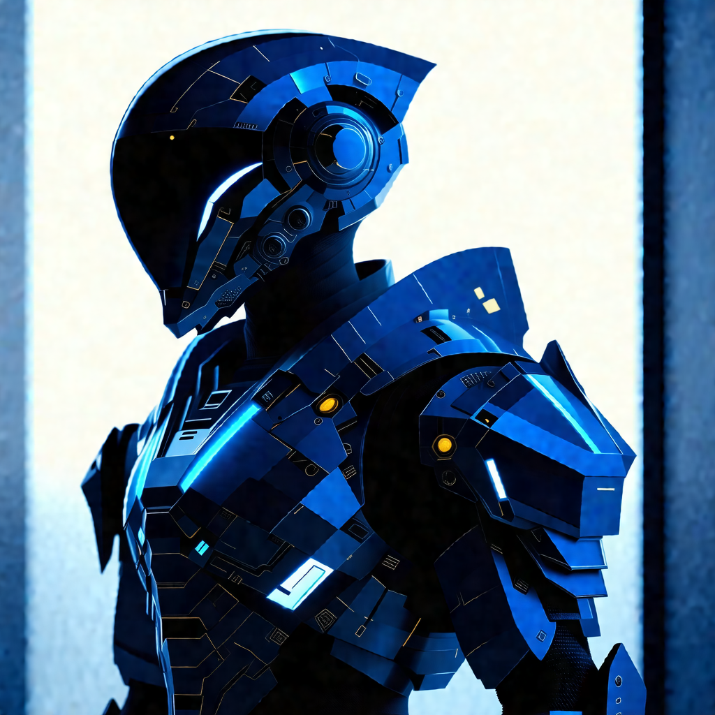 Futuristic robot with a blue and black color scheme