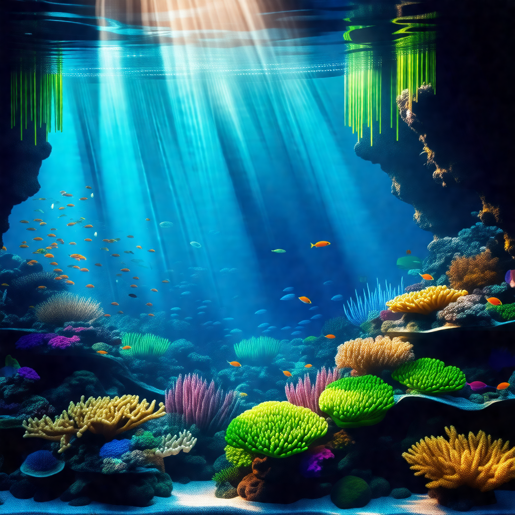 Vibrant underwater scene with a variety of colorful fish ...