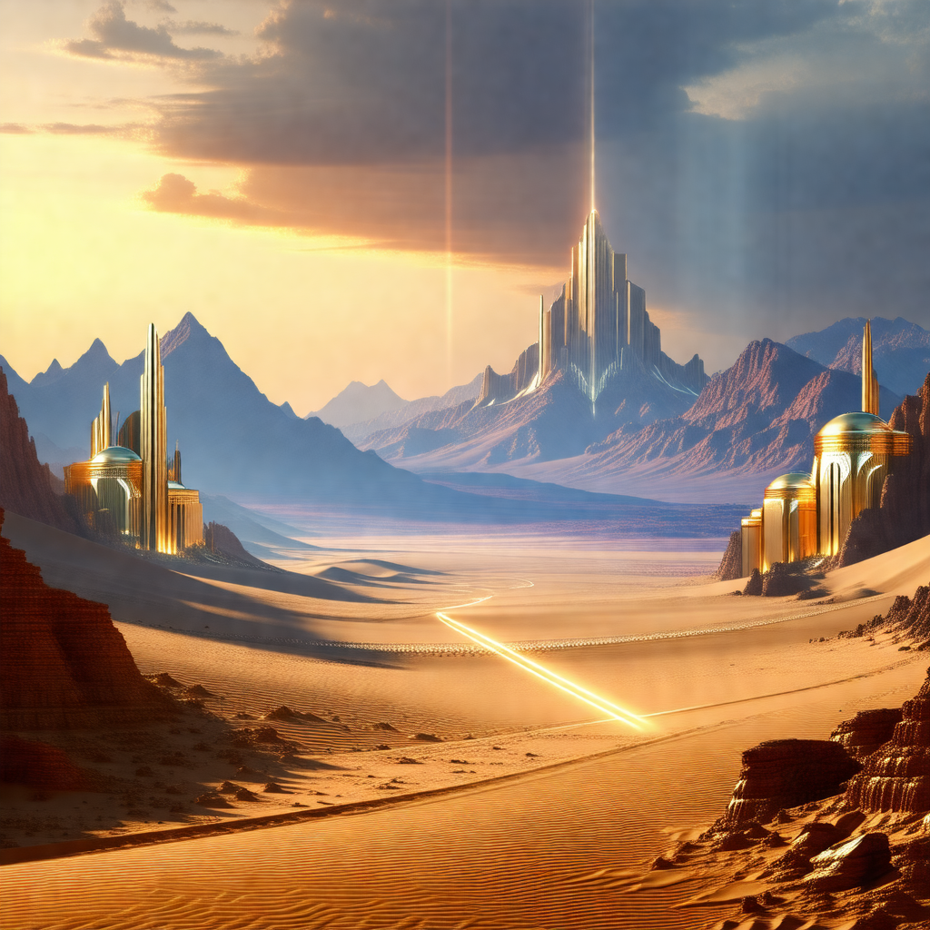 Desert landscape with a long road running through it
