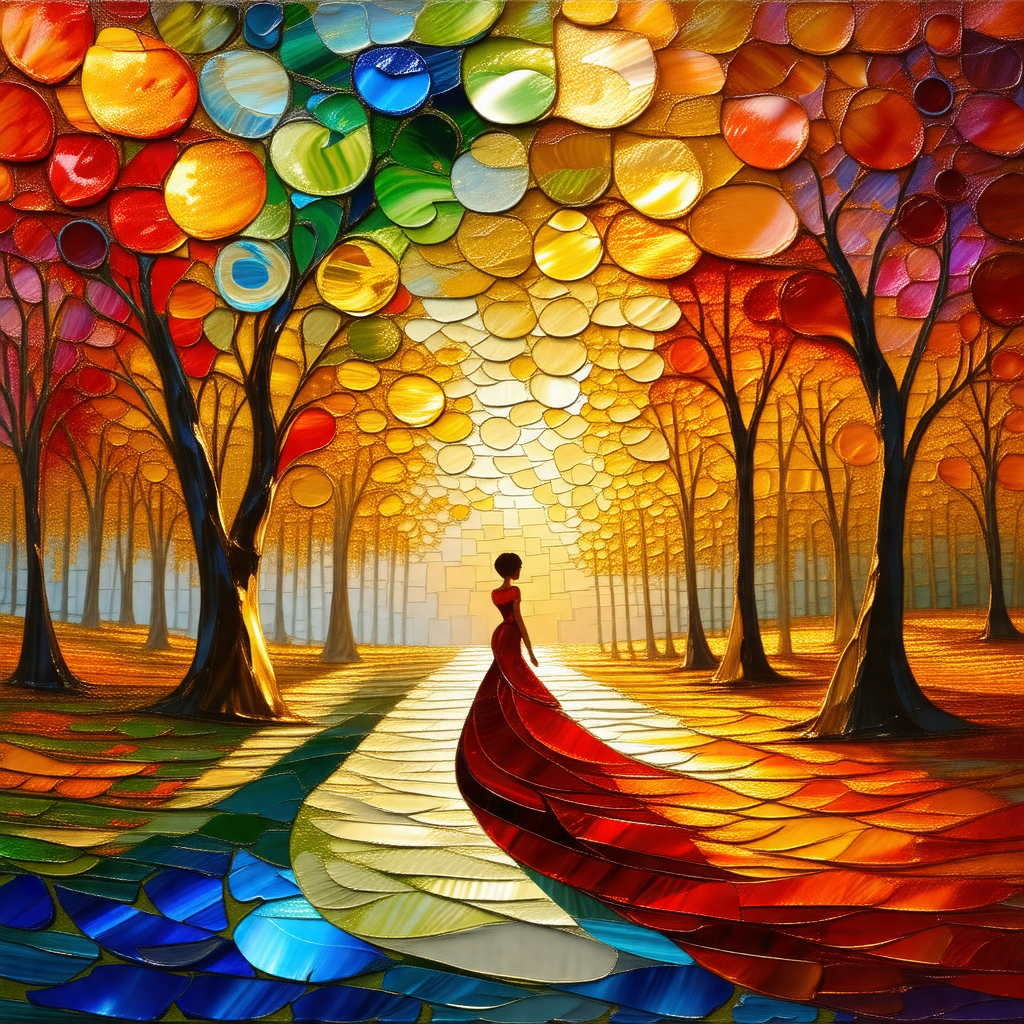 Woman walking down a path in a forest