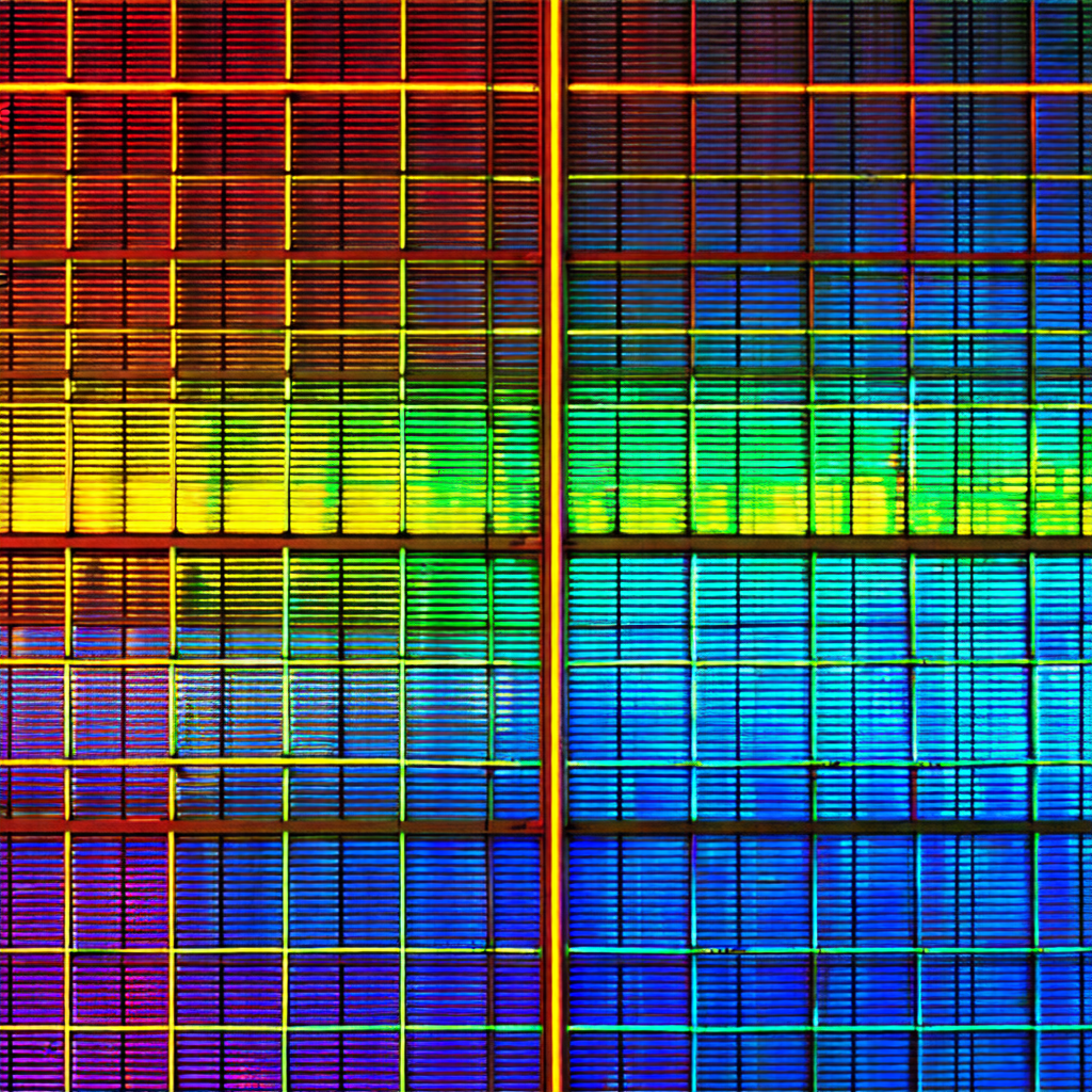 Large, colorful display of a computer screen