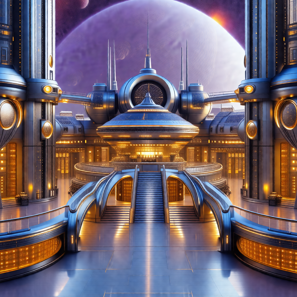 Computer-generated (cgi) drawing of a futuristic city wit...