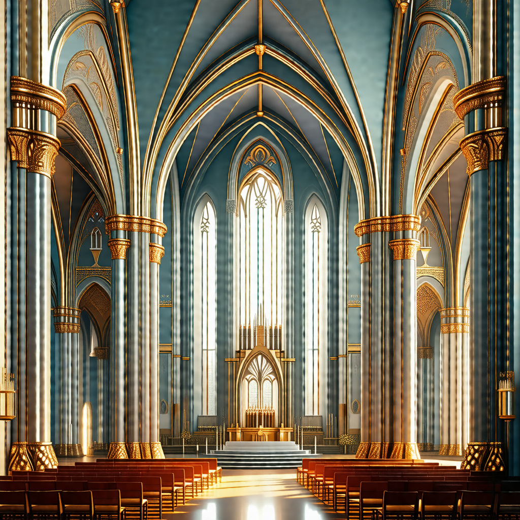Large, ornate cathedral with a high vaulted ceiling