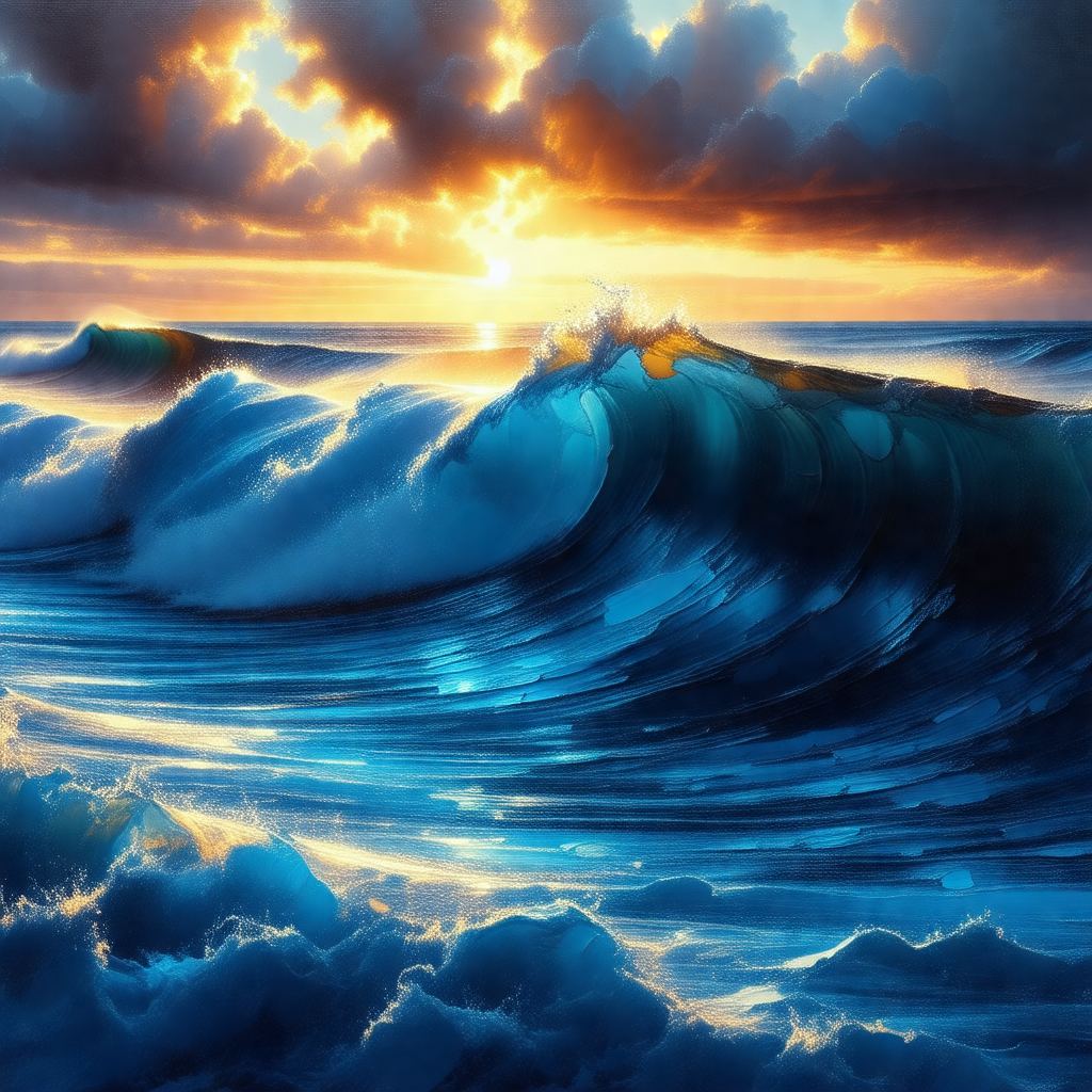Large wave crashing into the ocean, creating a dramatic s...