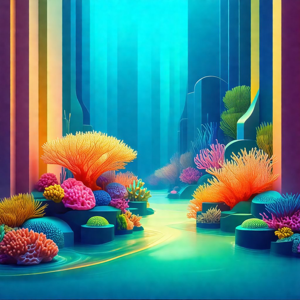 Colorful, animated underwater scene featuring a variety o...