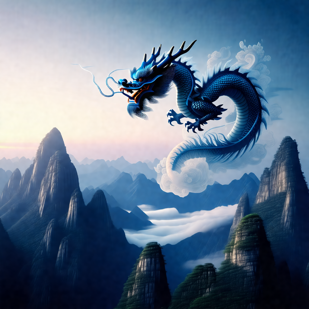 Dragon flying through the sky, with its mouth open as if ...
