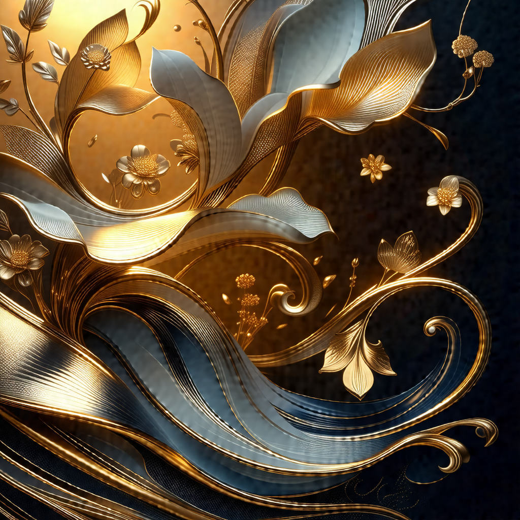 Beautifully designed gold and blue floral pattern