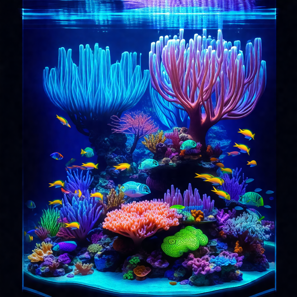 Large aquarium filled with a variety of colorful fish and...