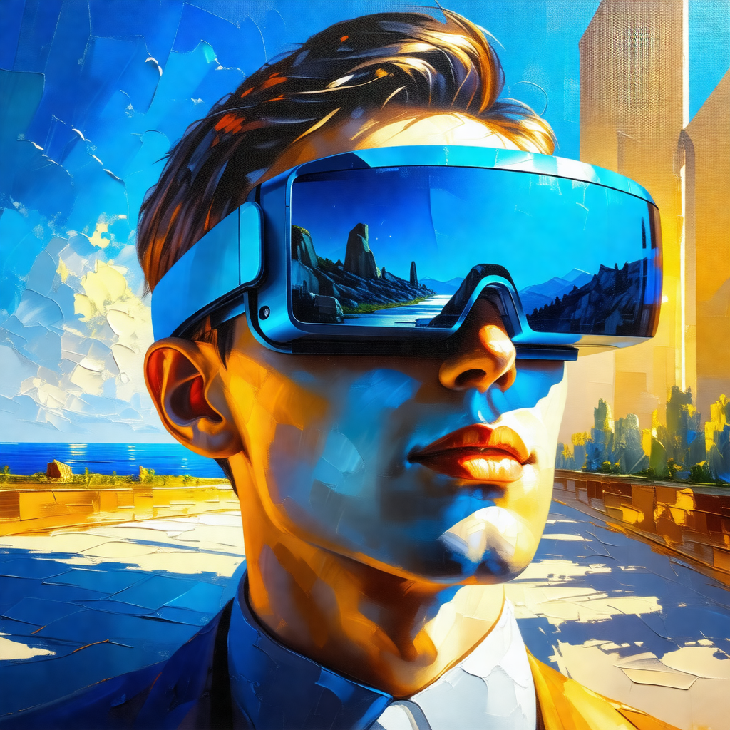 Man wearing a suit and tie, with a pair of blue goggles o...