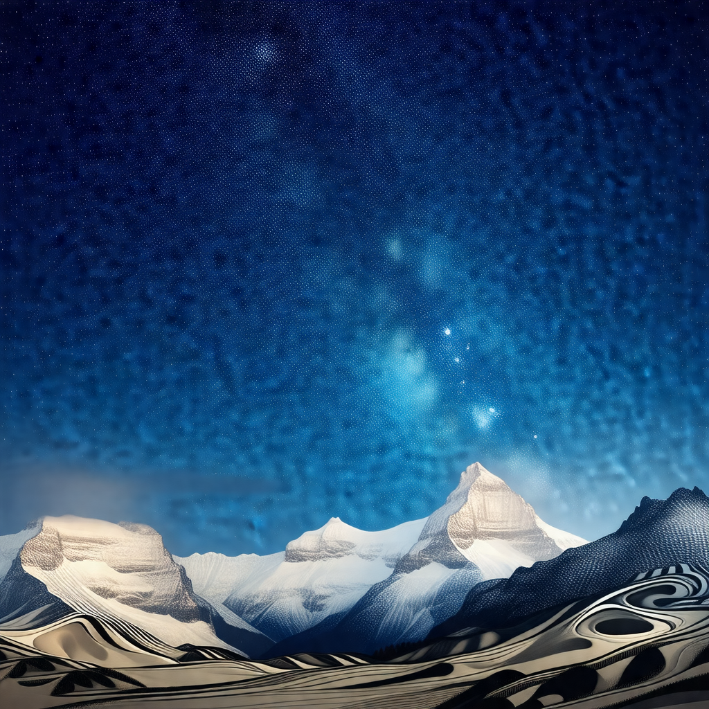 Beautiful nighttime scene with a mountain range in the ba...