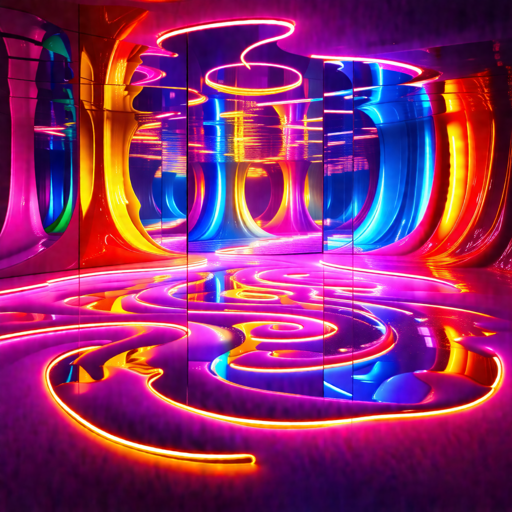 Large, colorful, and illuminated tunnel