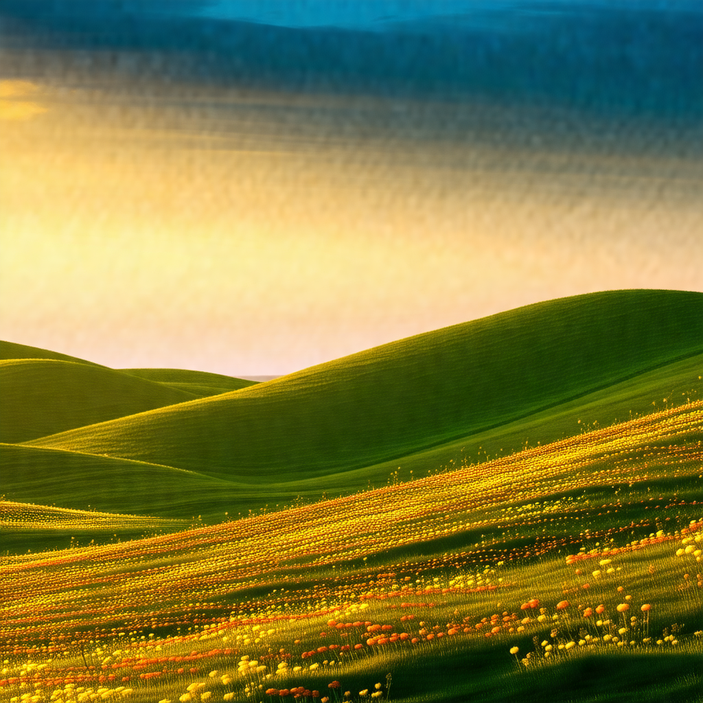 Beautiful landscape with a lush green hillside and a vall...