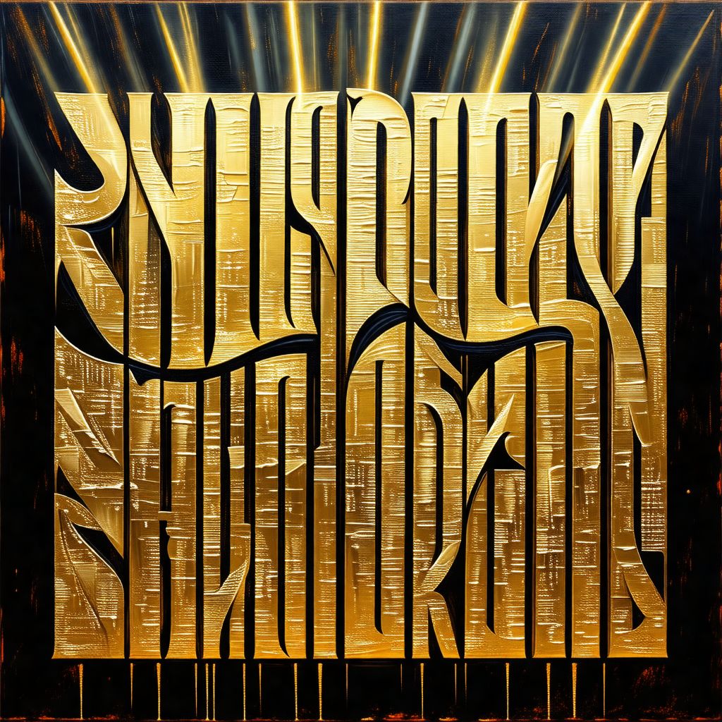 Close-up of a gold letter "s" on a black background