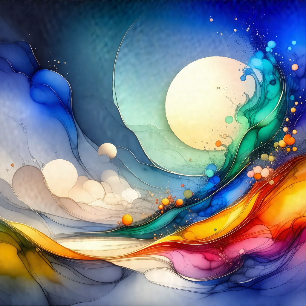 Colorful painting of a moon and a sun