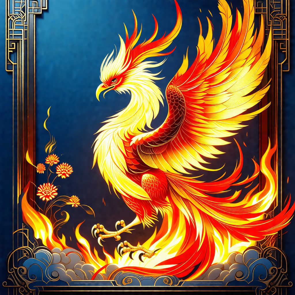 Beautifully drawn bird with a long tail, standing on a cloud