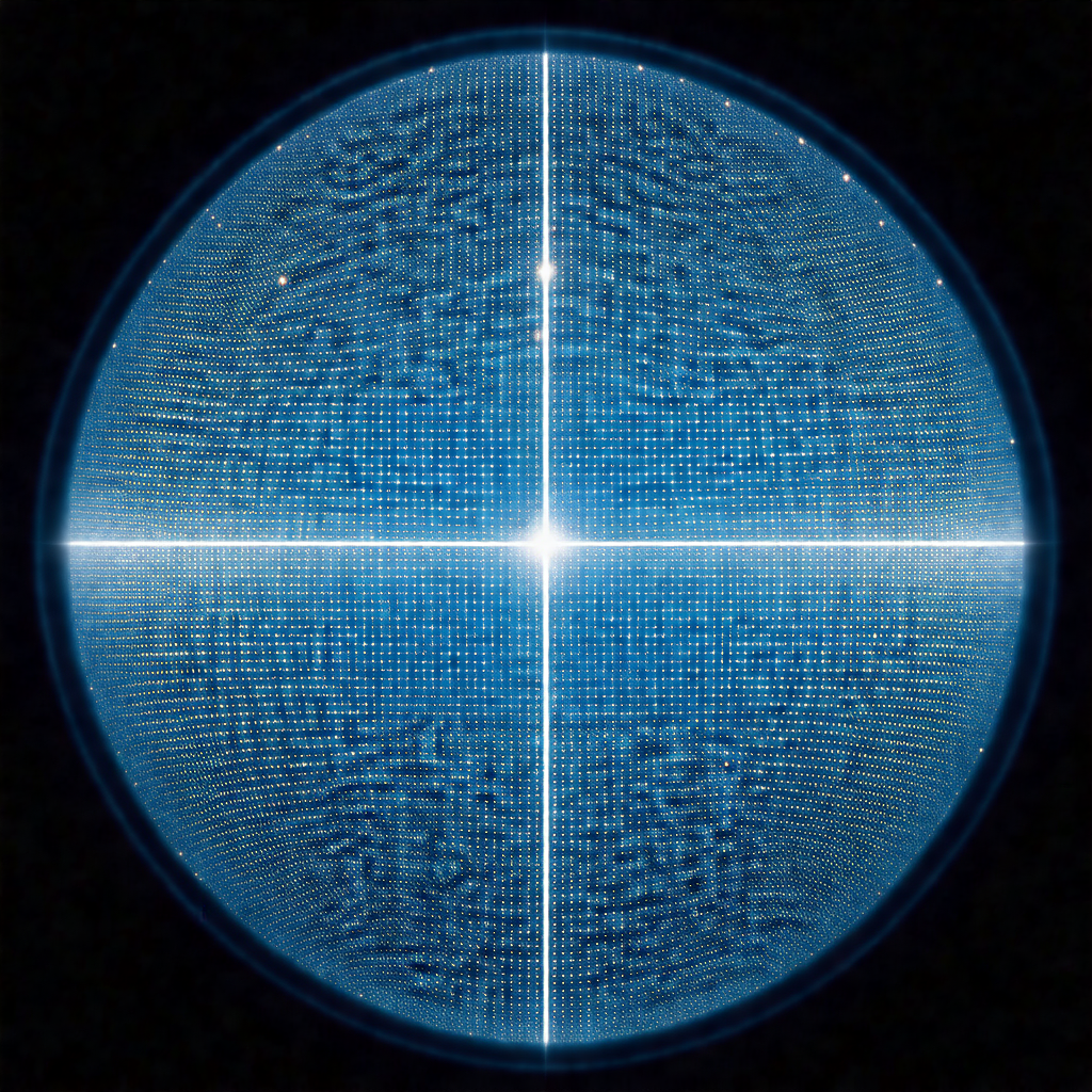 Blue circle with a bright light in the center