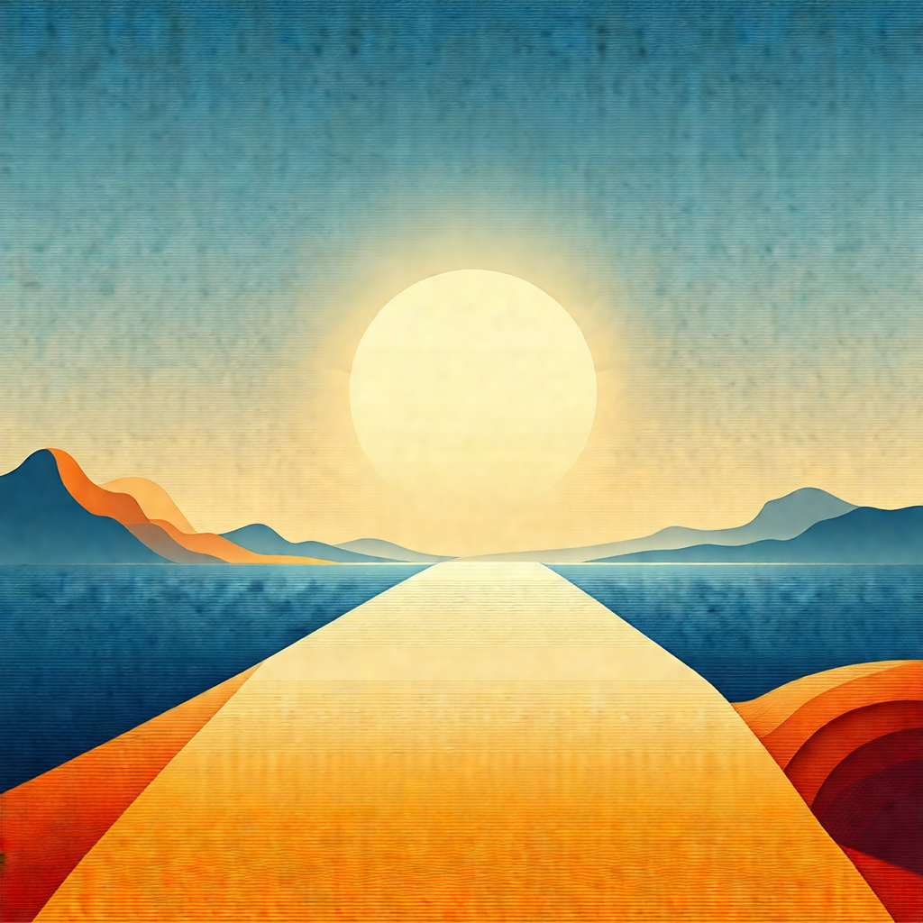Beautiful sunset over a body of water, with the sun setti...