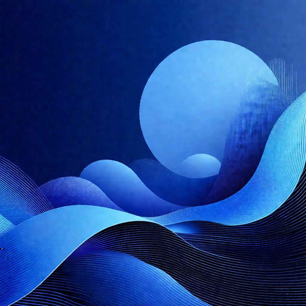 Blue ocean with a large, round moon floating in the sky a...