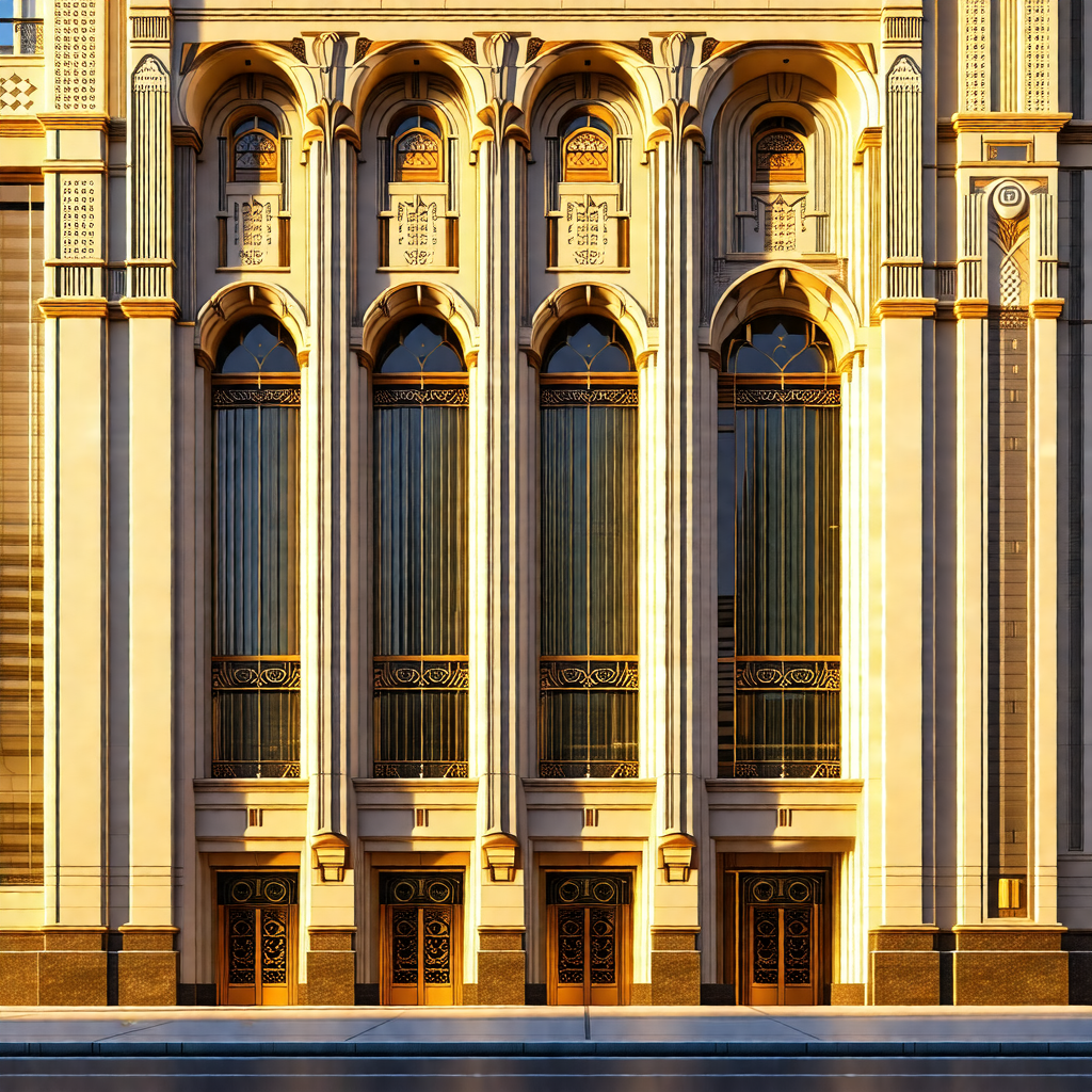 Large, ornate building with a row of arched windows