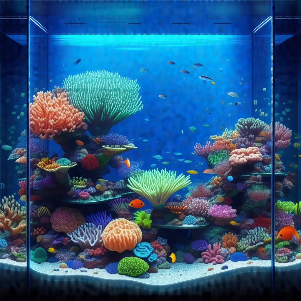 Large aquarium filled with a variety of colorful fish and...