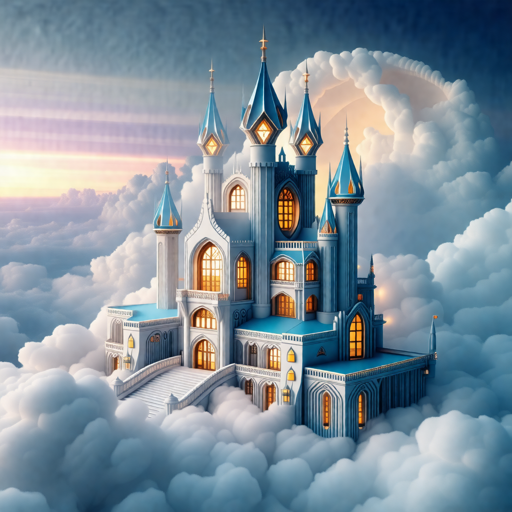 Beautifully designed castle floating in the clouds
