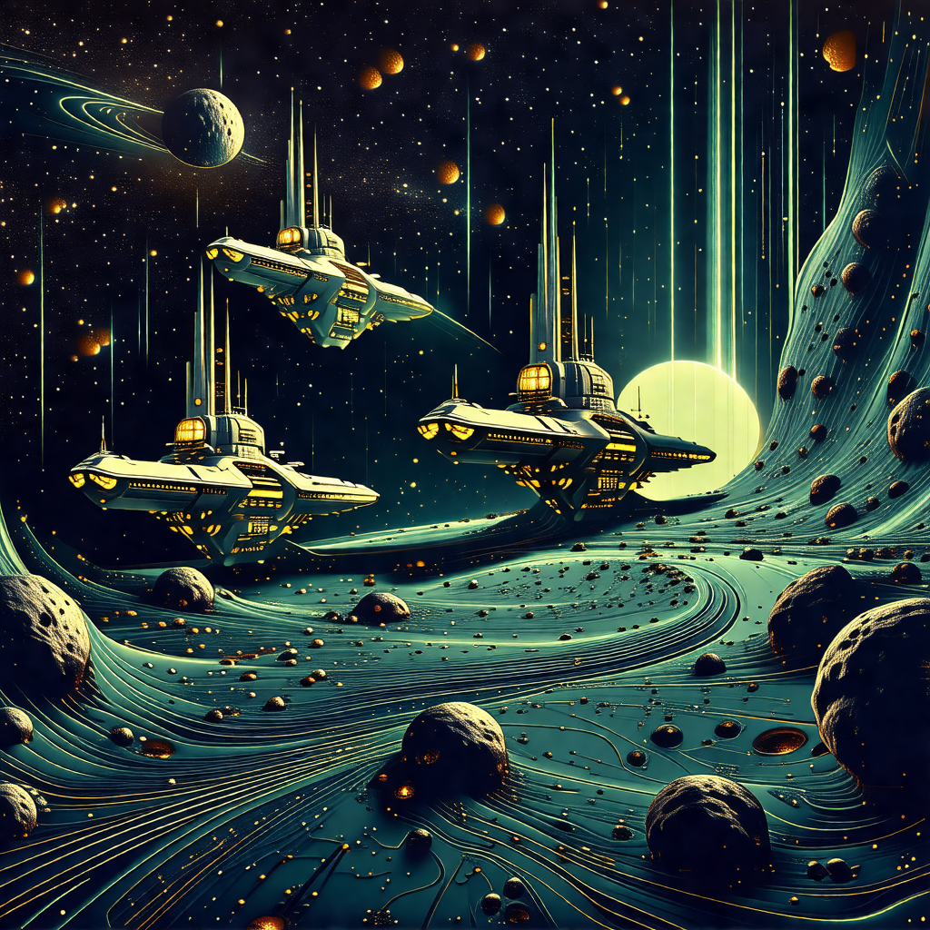Colorful and detailed illustration of a space scene