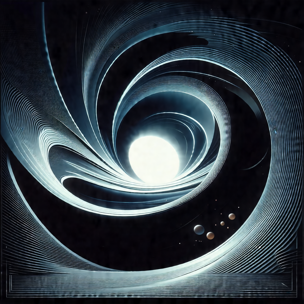 Black and white drawing of a spiral, which appears to be ...
