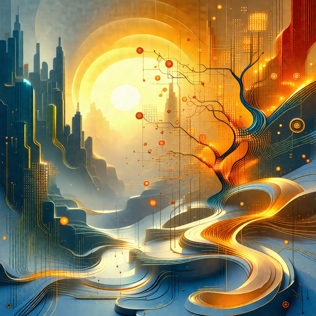 Digital painting of a futuristic cityscape with a focus o...