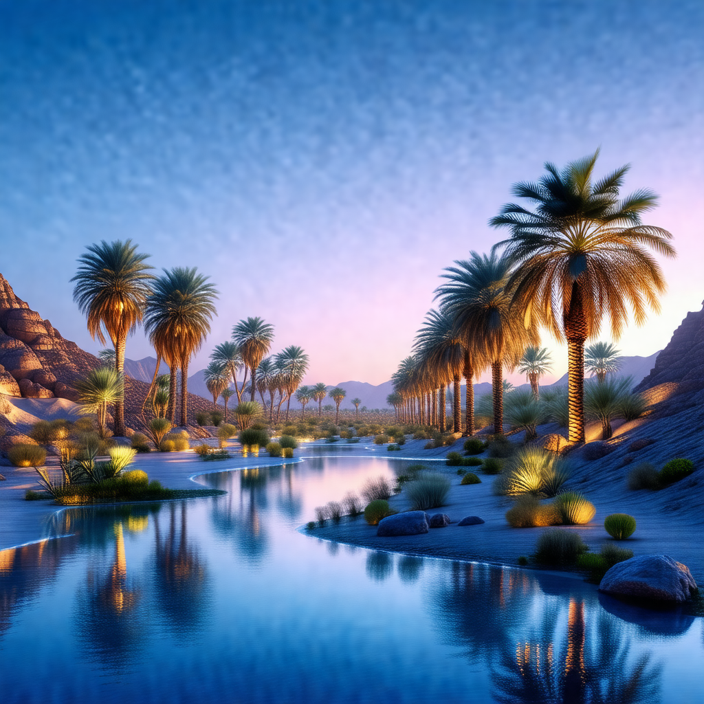 Serene scene of a river flowing through a desert landscape