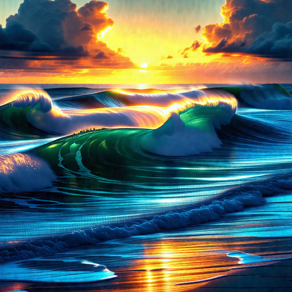 Beautiful sunset over the ocean, with the sun setting beh...