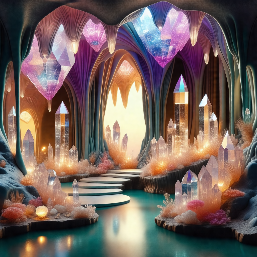 Colorful and detailed illustration of a cave with a path ...