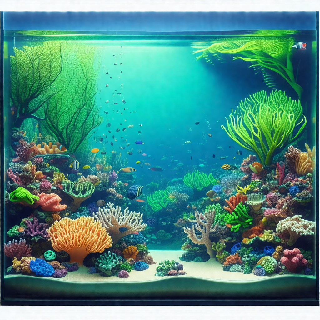 Large aquarium filled with a variety of colorful fish and...