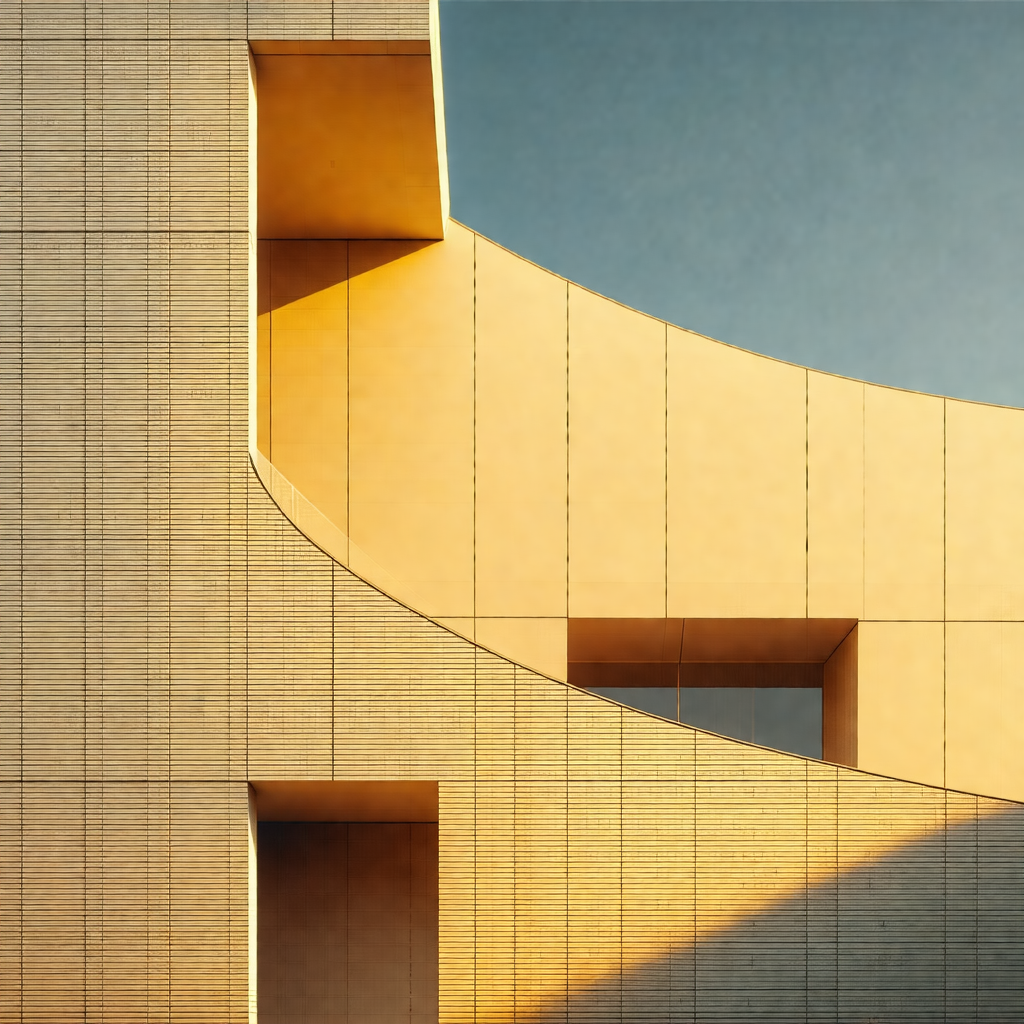 Large, curved building with a unique design