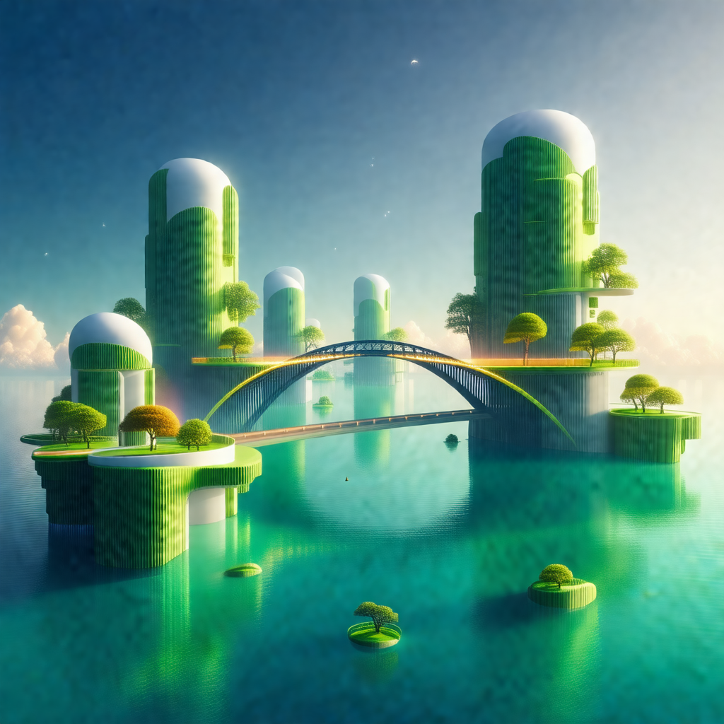 3d animated drawing of a bridge that spans across a body ...