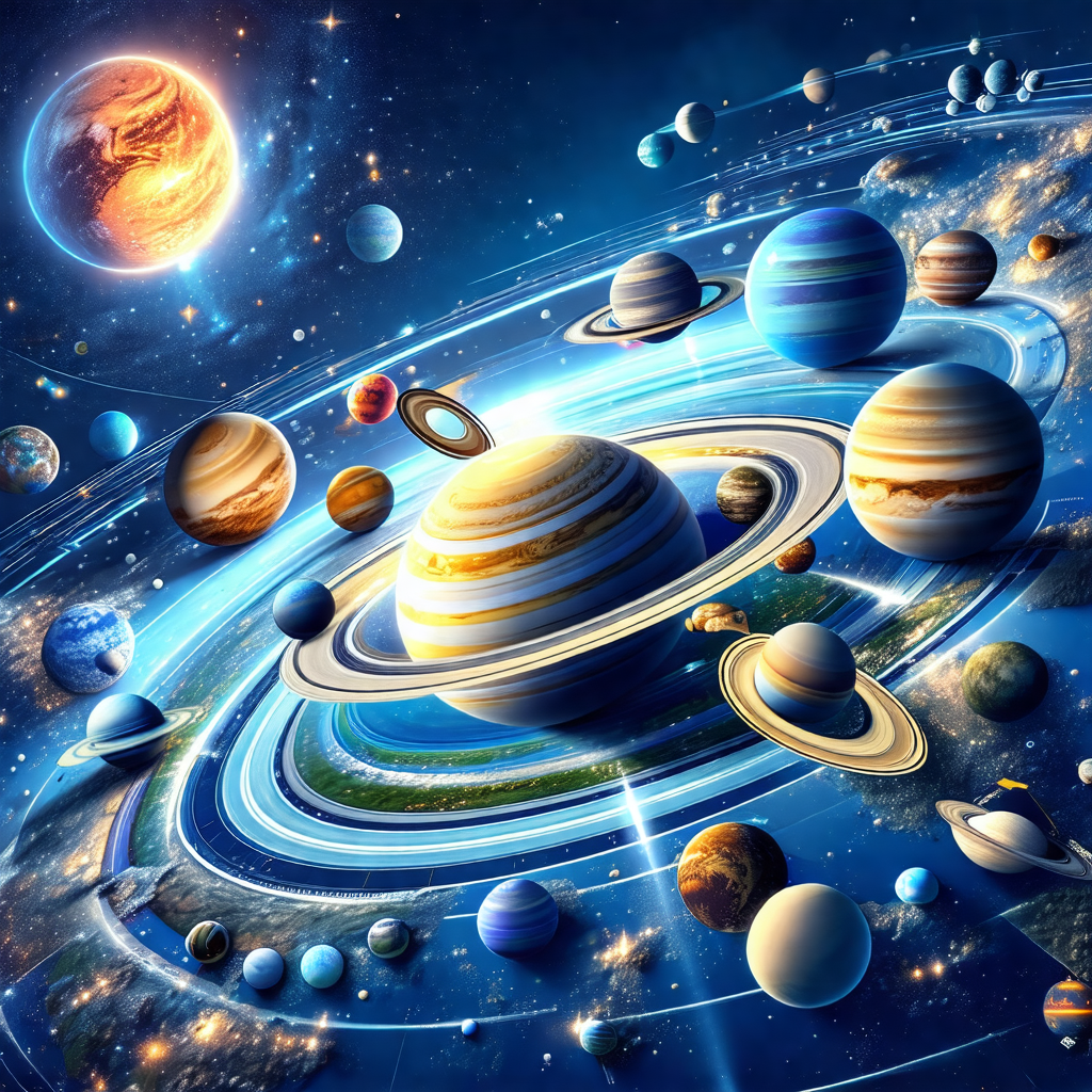 Colorful and detailed illustration of the solar system, f...