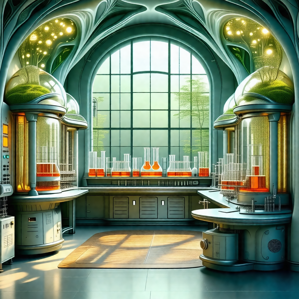 Computer-generated (cgi) drawing of a laboratory, featuri...
