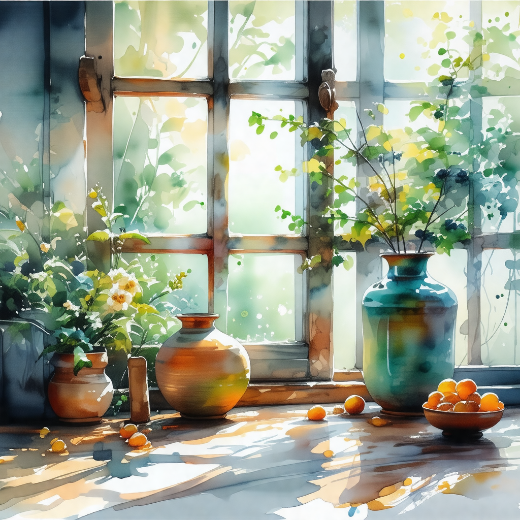 Room with a large window, which allows sunlight to stream in