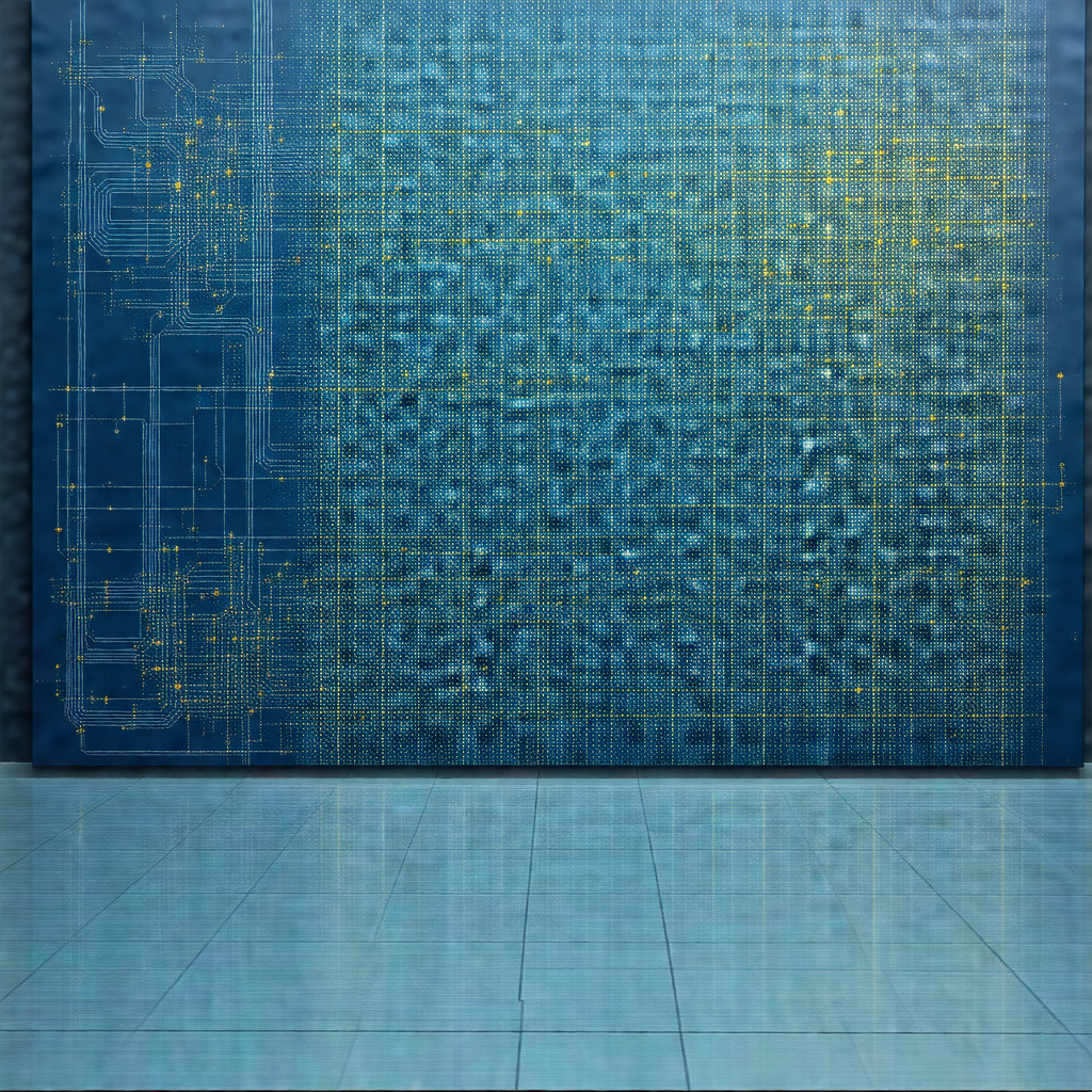 Blue wall with a large, intricate design on it